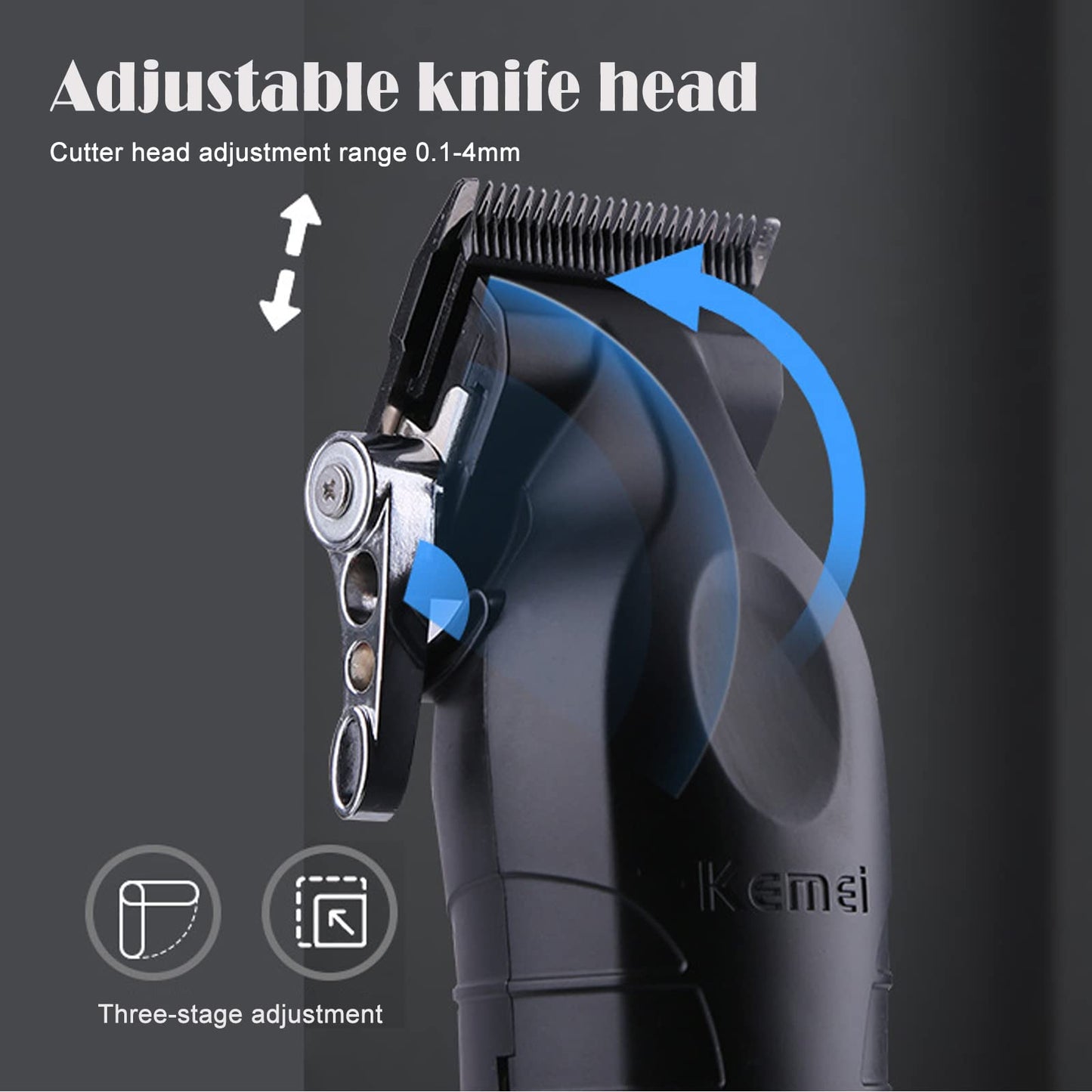 Kemei km 2296 Professional Cordless Hair Clippers for Men, Rechargeable Hair/Beard Trimmers with Base, Adjustable Haircut Machine for Stylists and Barbers Grooming Kit