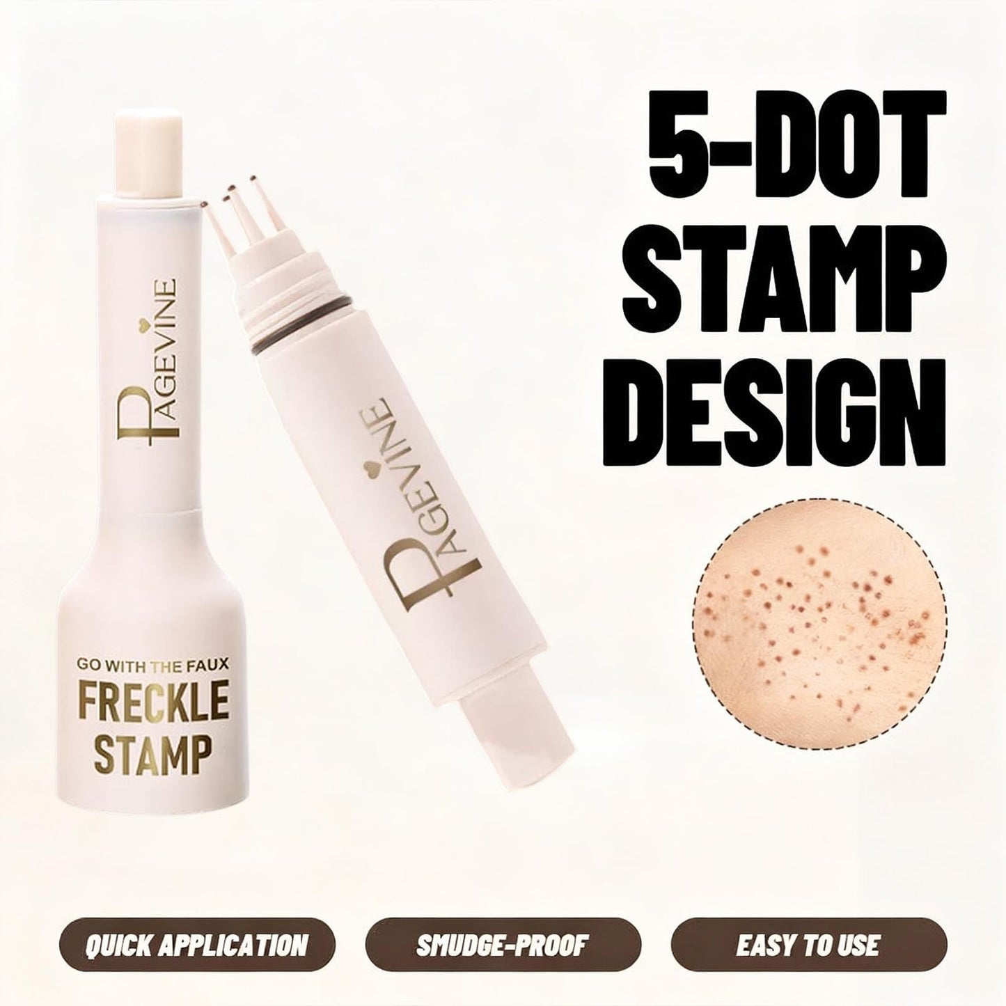 Freckle Stamp Pen,Fake Freckles Stain Marker Pencil Tool for Natural and Lifelike Sunkissed Face Freckle Makeup for Waterproof and Long-Lasting,Quick Dry 5-Point Faux Freckle Stamp Cushion, 01 Light