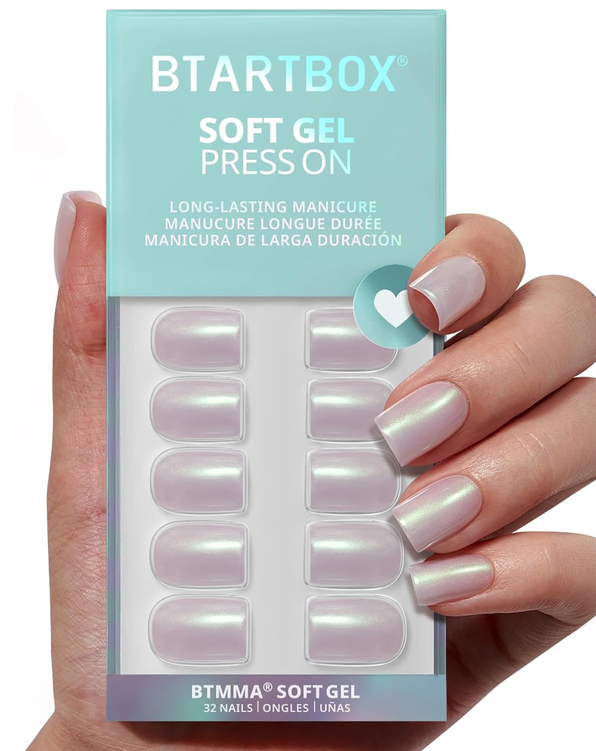 Press On Nails - 3D Butterfly French Tip Almond Design | Opaque Soft Gel, 16 Sizes, 32 Nail Kit