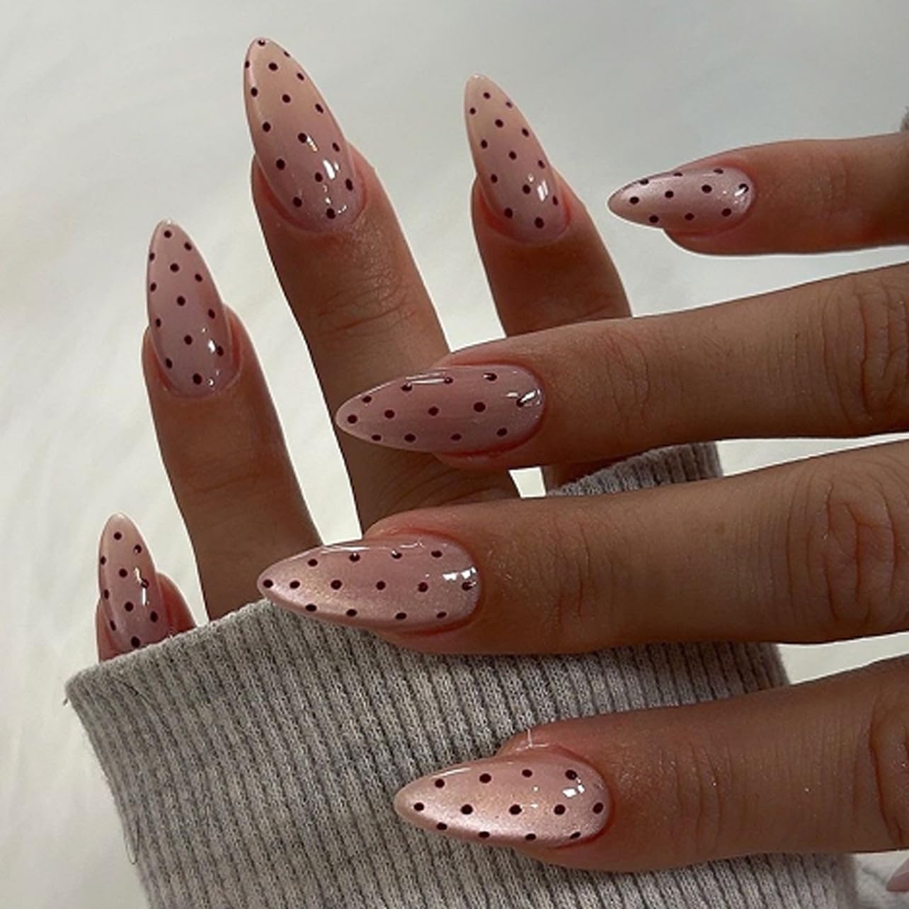 Flower Nail Press Ons - French Tip 3D Floral Butterfly Acrylic Nails | Glossy Pink Medium Almond Full Cover - 24 Pcs
