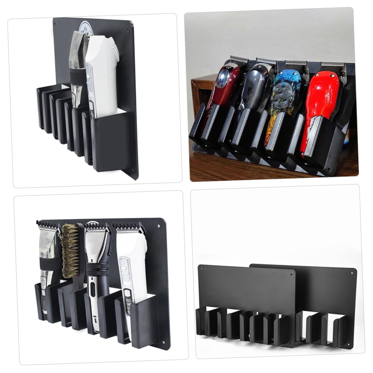 EXCEART Wall Hair Clipper Holder Wall-Mounted Organizer Rack with Multi-Slot Storage for Hair Clippers Scissors and Combs Space-Saving Salon and Home Styling Tool Bracket 11.81X7.87X1.96In