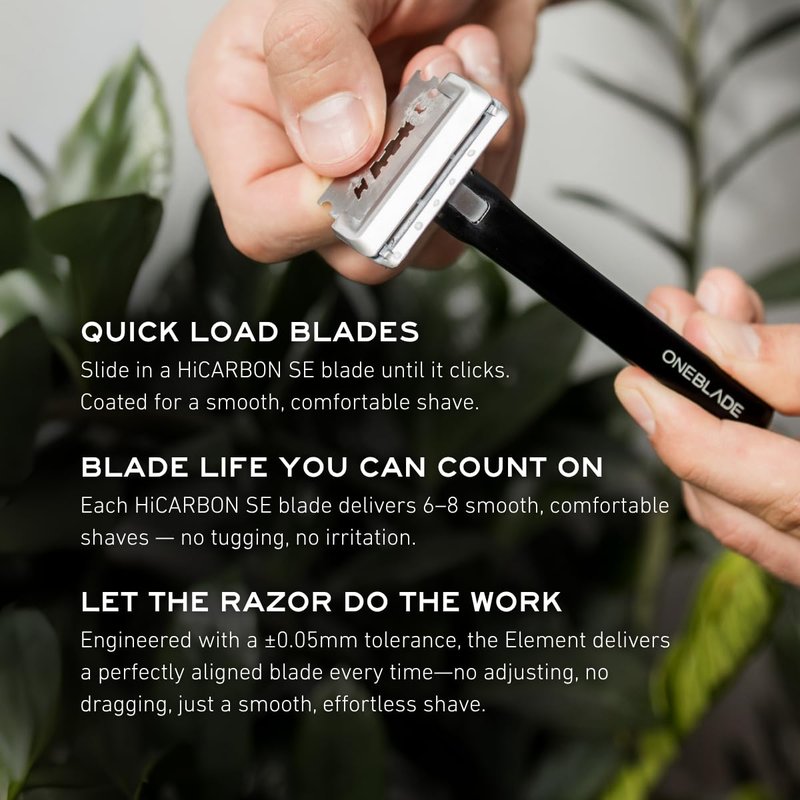 OneBlade ELEMENT Single-Blade Safety Razor, Classic Manual Shaving Razor, Black Aluminum
