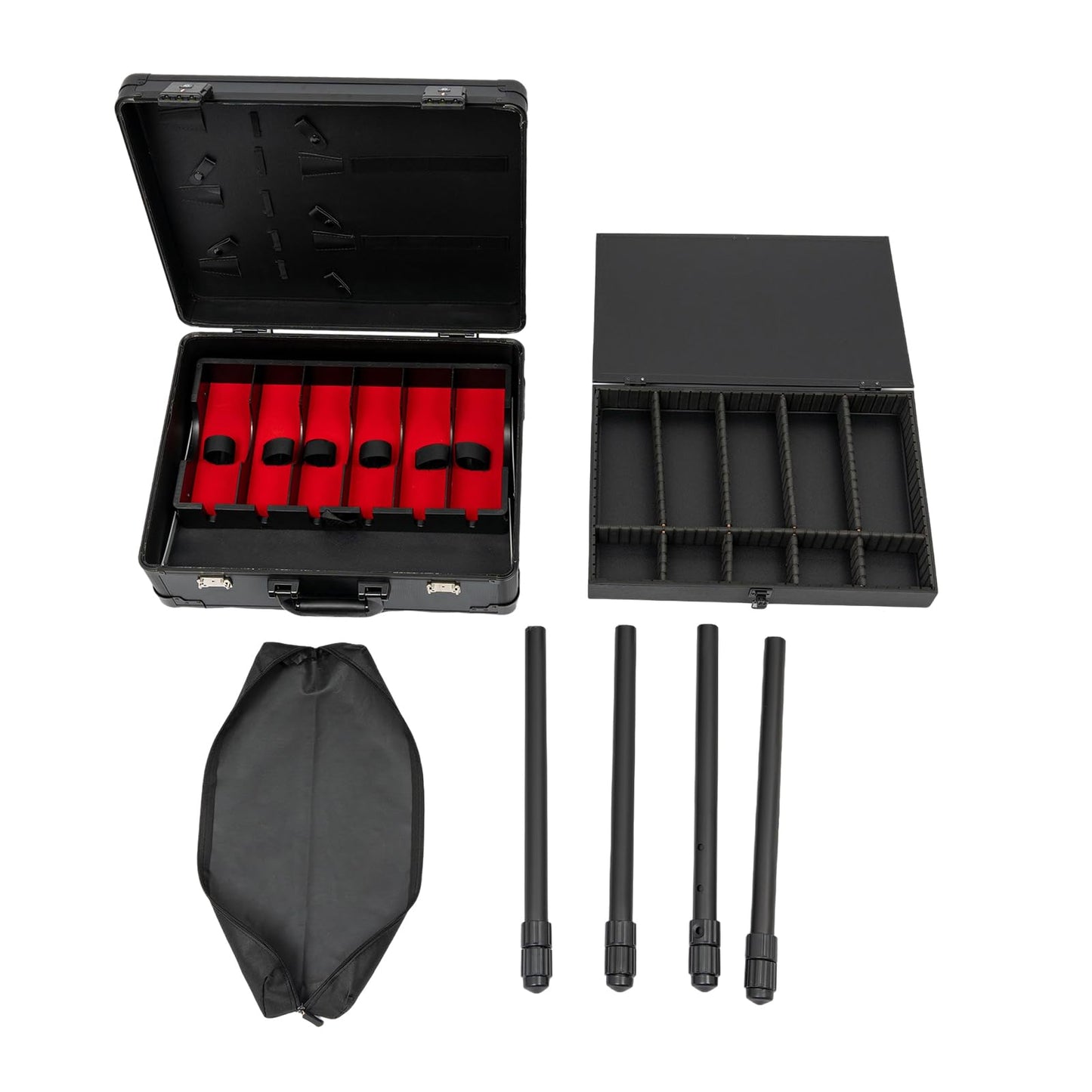 Ageanbri Barber Case for Hair Salon, Mobile Barber Station with 18.11-31.5 inch Adjustable Stand Legs, TSA Locks, Professional Barber Toolboxfor Clippers and Supplies (Black)