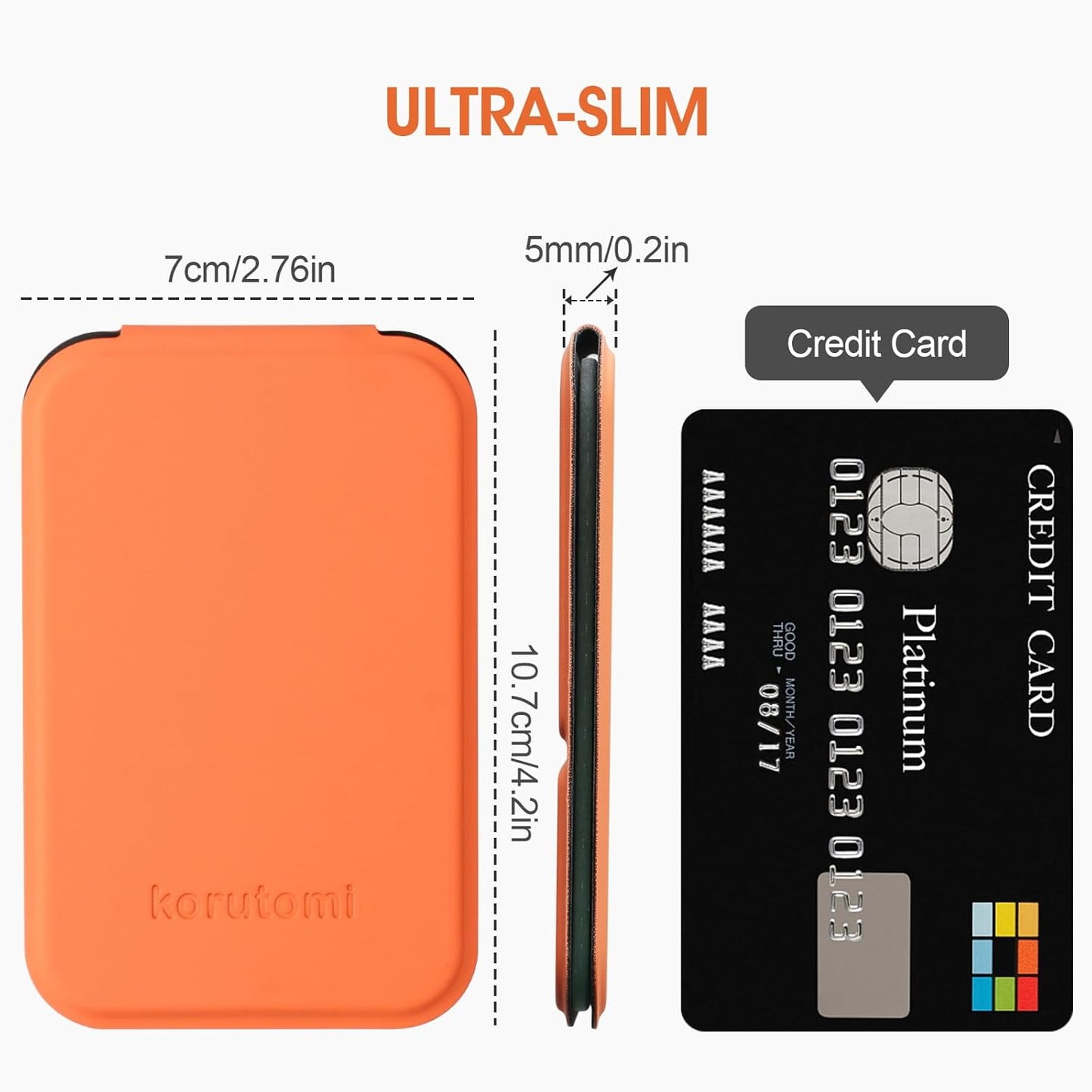 Travel Makeup Mirror - Ultrathin Portable Handheld Compact | Ideal for Camping, Home, Office - Orange