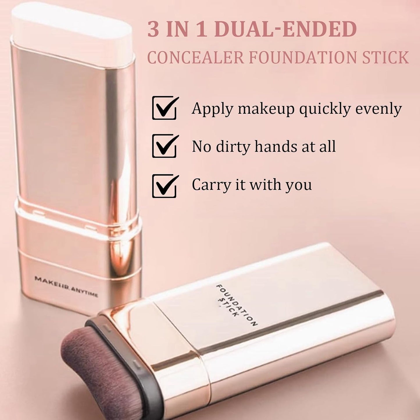 Korea Foundation Stick - Dual-Ended Concealer & Foundation with Brush | Lightweight, Natural Finish, Long-Lasting Coverage for All Skin Types