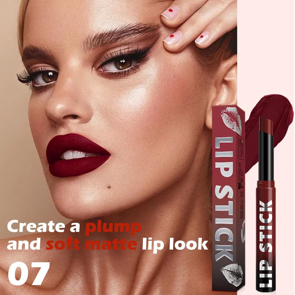Maroon Red Matte Lipstick - Long Lasting Waterproof Vegan Lip Color | 24-Hour Moisturizing Stain
