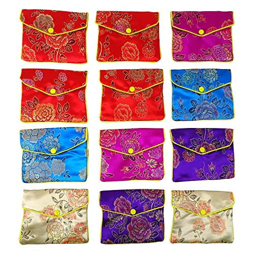 Honbay 12PCS Jewelry Silk Pouch Bags with Zipper Closure