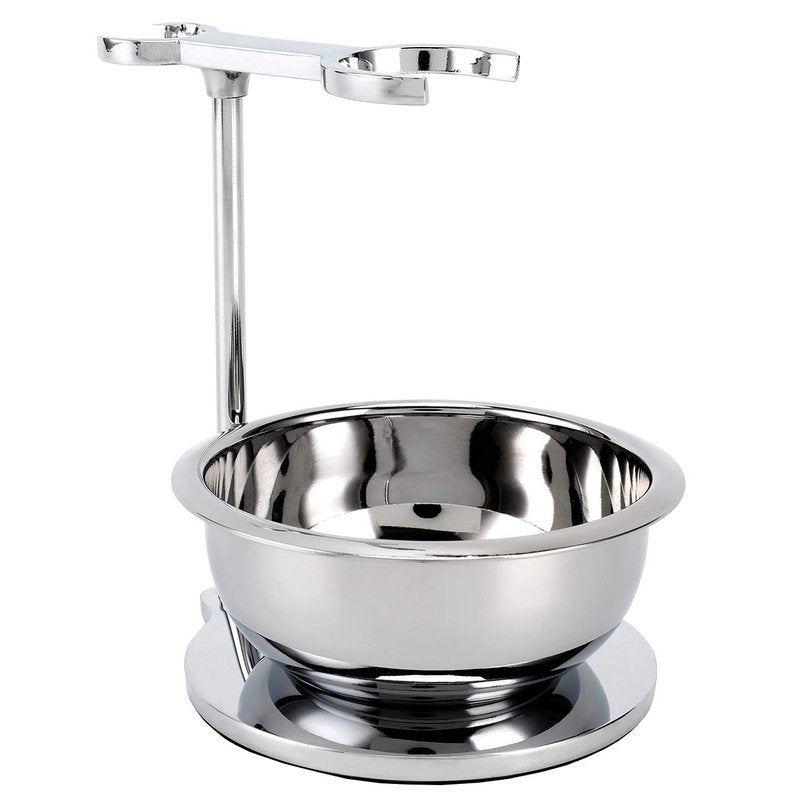 SANWA Deluxe Heavyweight Shaving Brush Razor Stand with Unbreakable Stainless Steel Shaving Bowl Set,Compatible with Gillette Fusion and Double Edge Safety Razor,Cartridge Razor