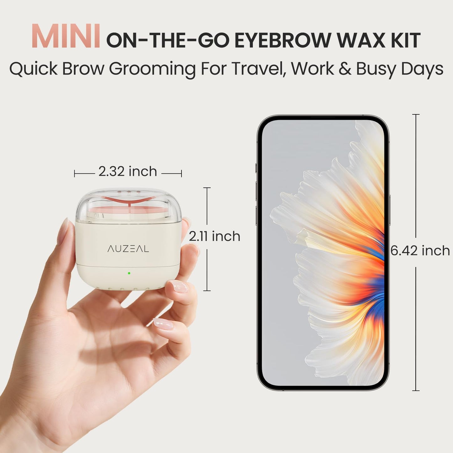 Mini Eyebrow Wax Kit for Women, Wax for Eyebrows Hair Removal, 26 Eye brow Waxing Sticks, 100g Brow Waxing Beads, USB Fast Heat, Smart Constant Temp, Travel or Home Use
