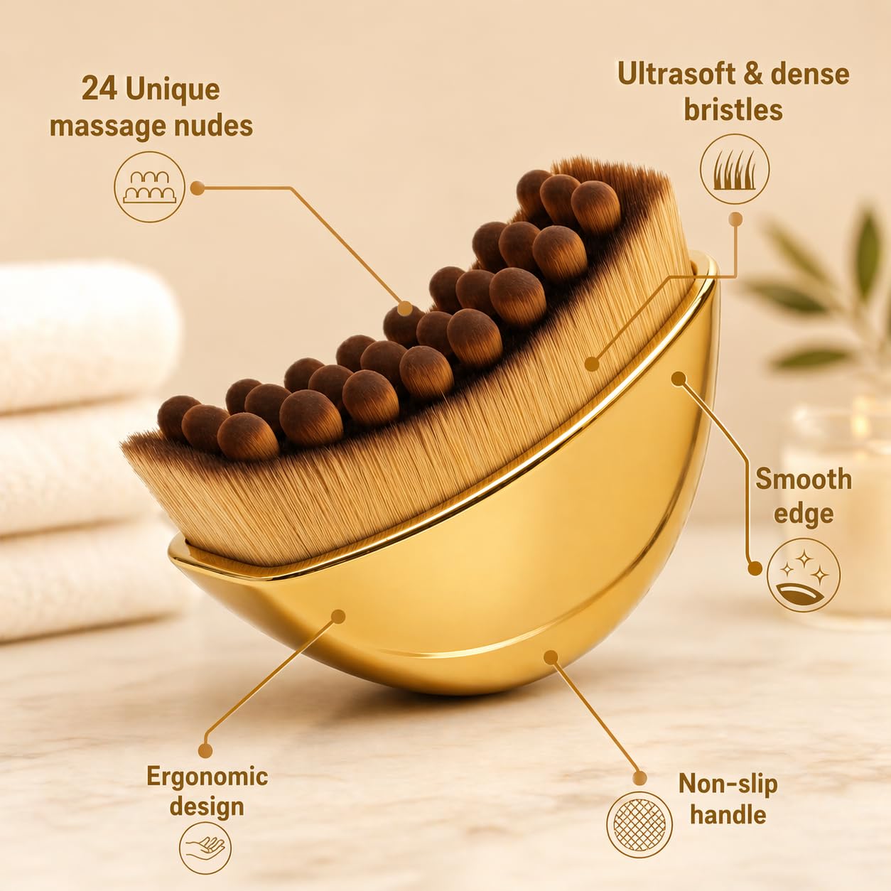 2 Pack Lymphatic Contour Face Brush for Lymphatic Drainage | Premium Face Sculpting Brush with Durable Soft Bristles | Anti-Puffiness, Ergonomic Design for Face Neck Chin (Gold)