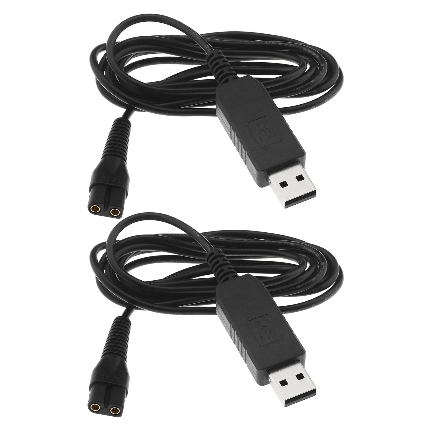 The Lord of the Tools 2PCS USB Shaver Charger Cable Compatible with Wahl Colour Pro 9649 Cordless Clippers Replacement 3.5V USB Power Cord Black 1.8m