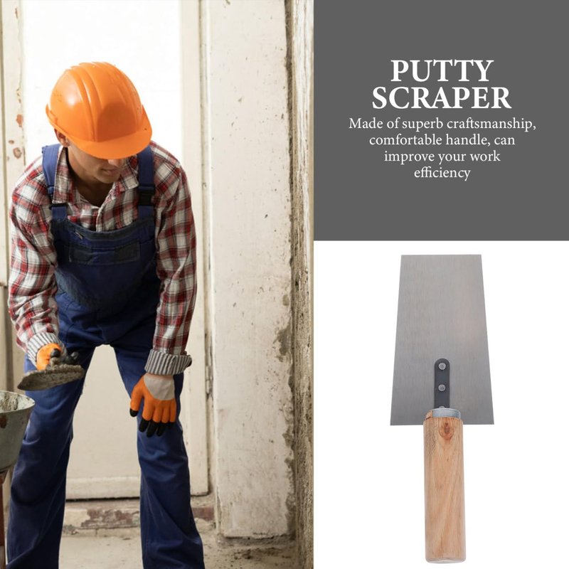 POPETPOP 4 Pcs Plastering Knife Set Stainless Steel Masonry Trowels with Wood Handle Concrete Finishing Trowel and Construction Spatulas for Drywall Plaster Paint Scraping