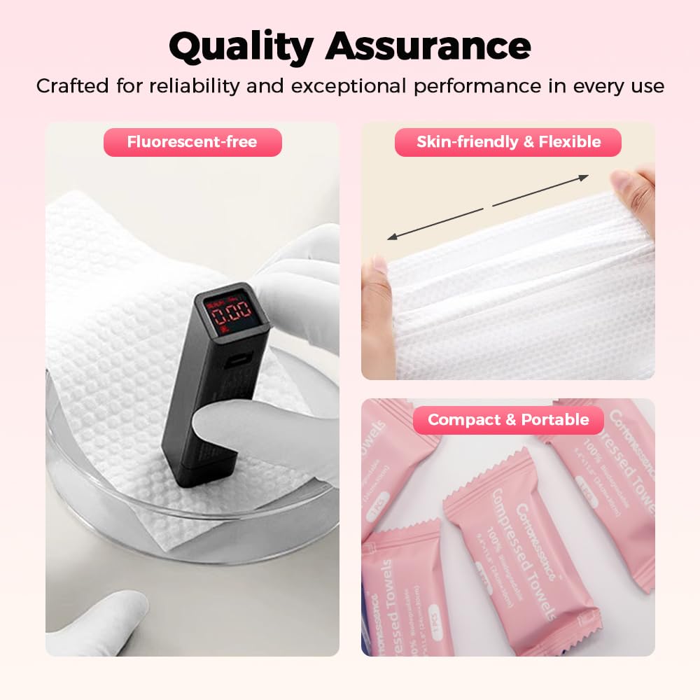 Spwejsr Compressed Towels Tablets, 30/60 Pcs Disposable Cotton Coin Tissue, Portable for Travel Camping Hiking, Soft Large Size Washcloth for Outdoor Sports Beauty Salon (Pink, 1 Set (30 Piece))