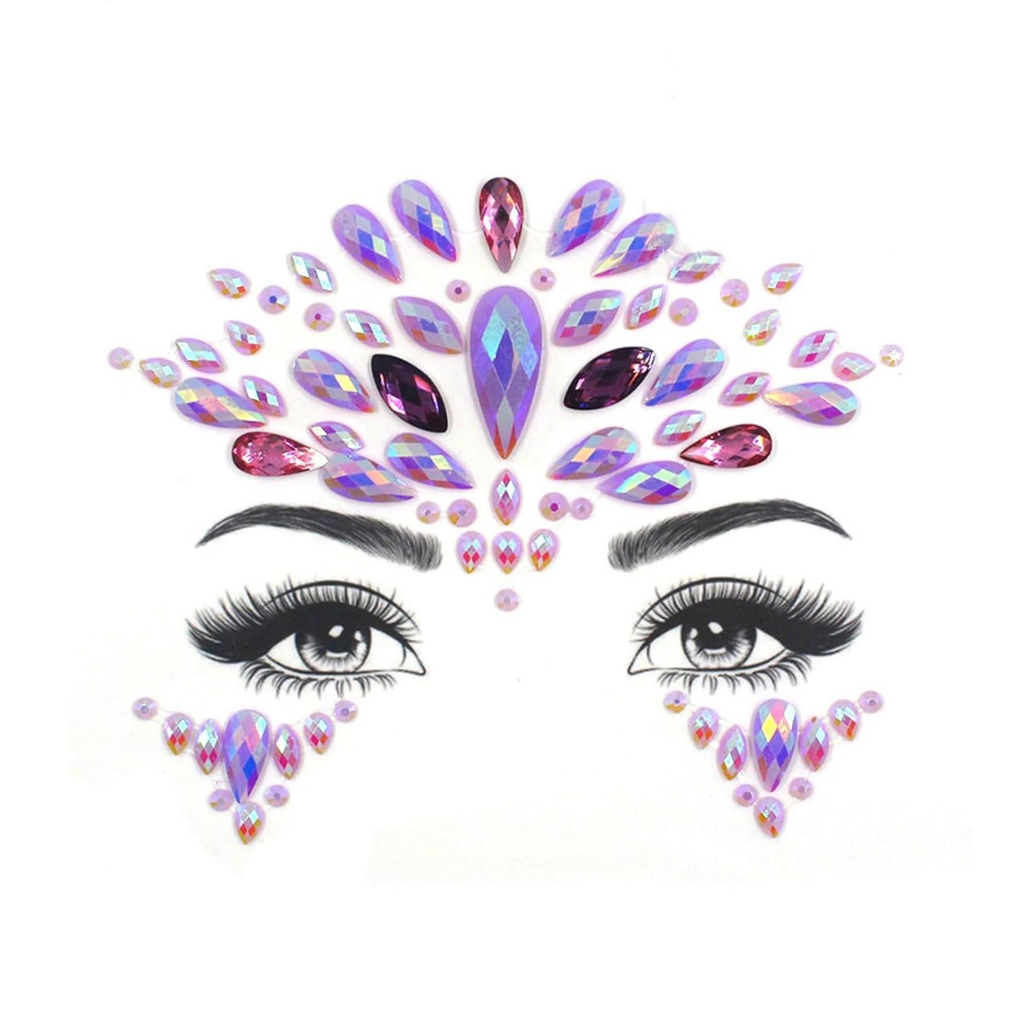 Pink Face Jewels - Rhinestone Stickers for Women | Temporary Makeup Gems for Festivals & Raves