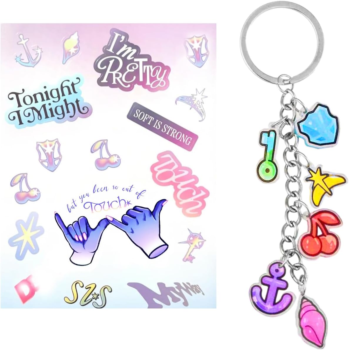 Keychain Merch Set - Katseye Inspired Accessories with Temporary Tattoos | Perfect Gifts for Teens & Fans