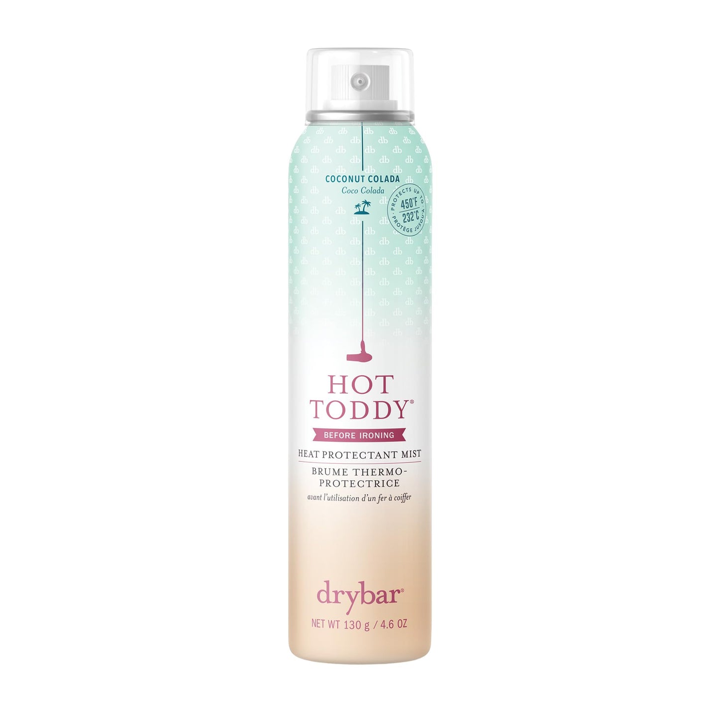 Drybar Hot Toddy Heat Protectant Mist for Hair, Lightweight Formula, Protects from Heated Styling, Straightening and Curling Irons, Coconut Colada Scent, Full Size, 4.6 Oz.