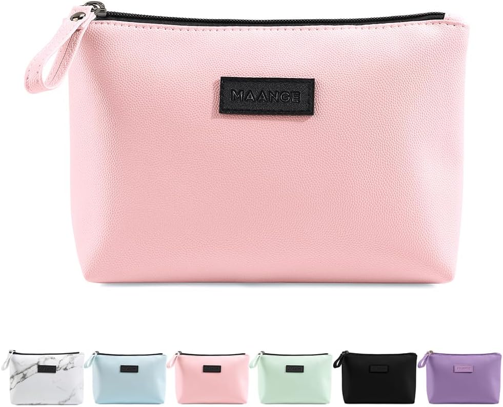 Cosmetic Bags for Women - Small PU Leather Makeup Pouch | Travel-Friendly Zippered Design