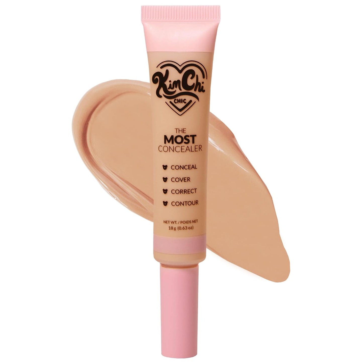 KimChiChic Concealer - Full Coverage Water Resistant Multi-Use Formula | Matte Satin Finish | 0.63 oz, 01-Ivory