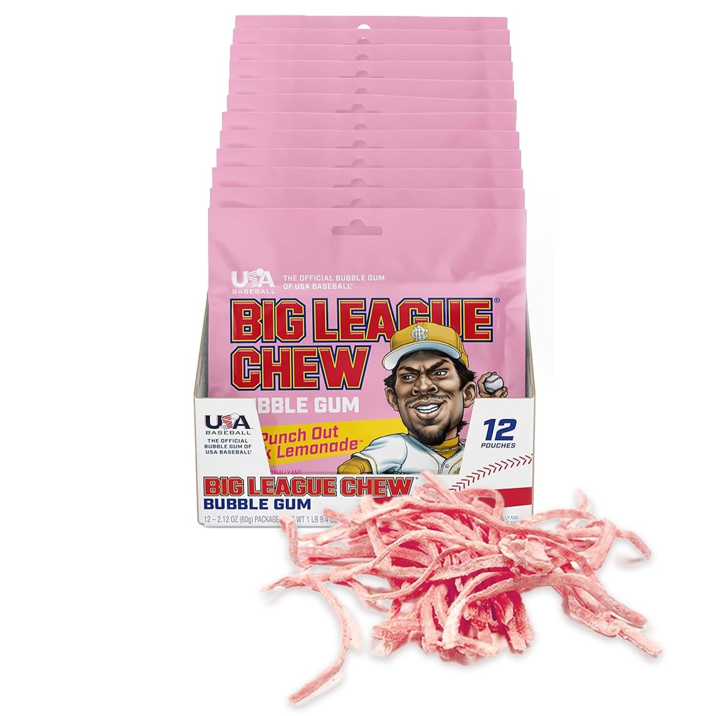 Big League Chew Outta Here Original Bubble Gum - Classic Ballpark Flavor | Perfect for Baseball Games, Teams, Concessions, Parties, and More | Pack of 12 Bags (2.12oz Each)"

Rewritten Product Title: "Original Bubble Gum - Big League Chew Classic Ballpark