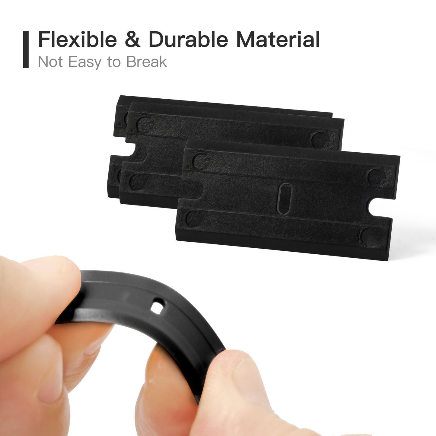 NEWISHTOOL Black Plastic Razor Blades, 300 PCS Double Edged Replacement for Scraper and Safety Glass Use - 1.5 Inch for Removing Label, Decal & Adhesive