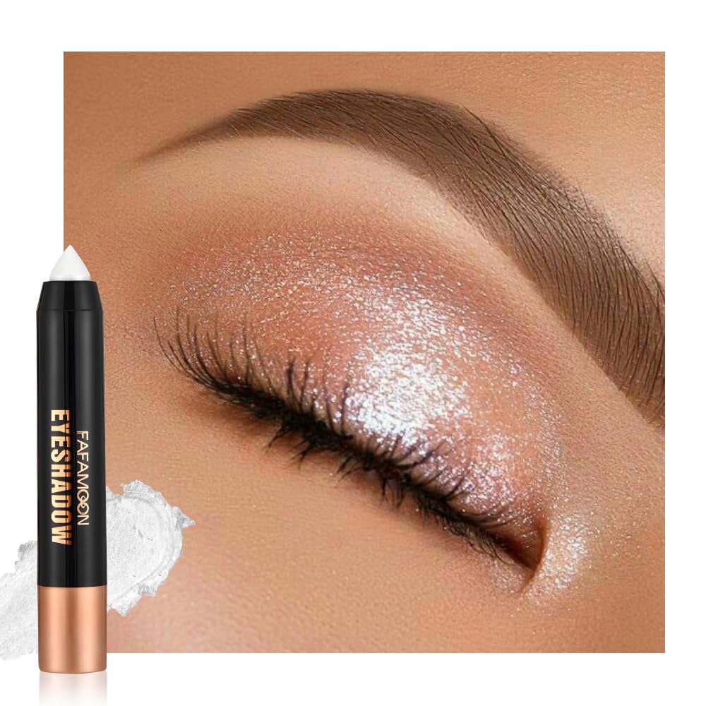 Monochrome Cream Glitter Eye Shadow Stick Palette - 2-in-1 Waterproof Eyeshadow & Eyeliner Pencil for Mature Women | Vegan & Cruelty-Free | 06 Shimmer Dark Brown