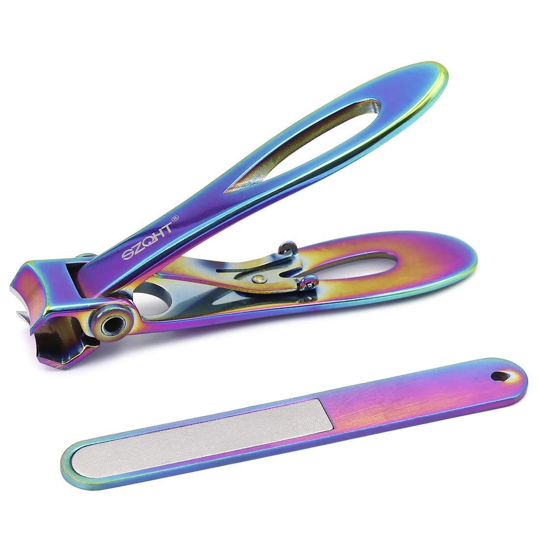 Ultra Wide Jaw Nail Clippers Set - Heavy Duty Stainless Steel Toenail Clippers for Thick Nails | Ideal for Seniors & Adults (Black)