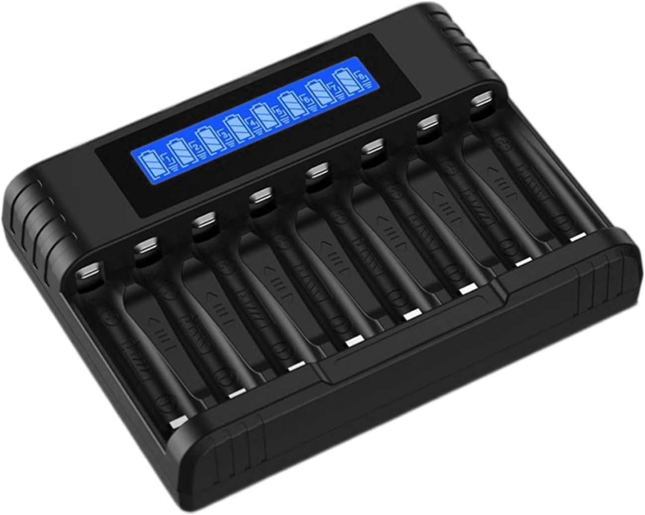 Smart Battery Charger - 8-Slot LCD Display for Fast Simultaneous Charging | AA AAA Ni-MH Li-ion Support