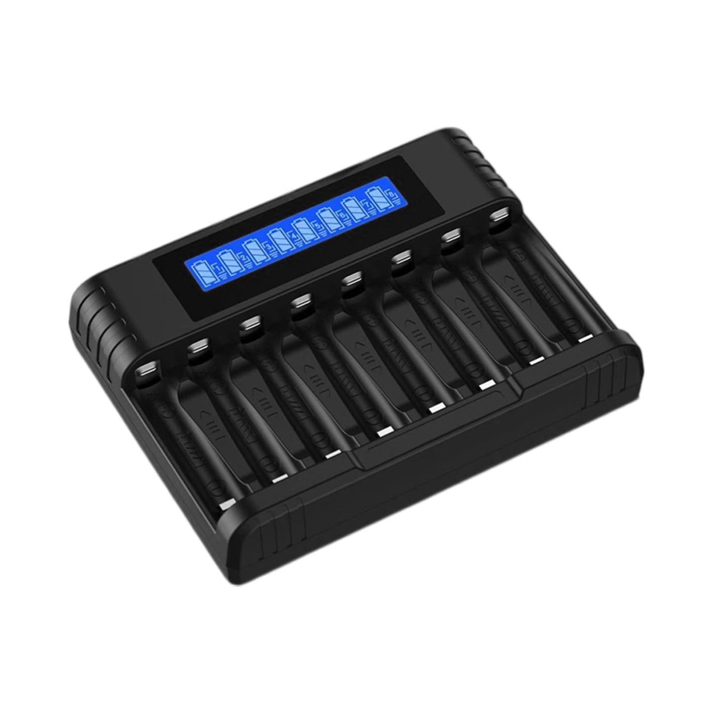 8-Slot Smart Battery Charger LCD Display Fast Simultaneous Charging AA AAA Ni-MH Li-ion Support