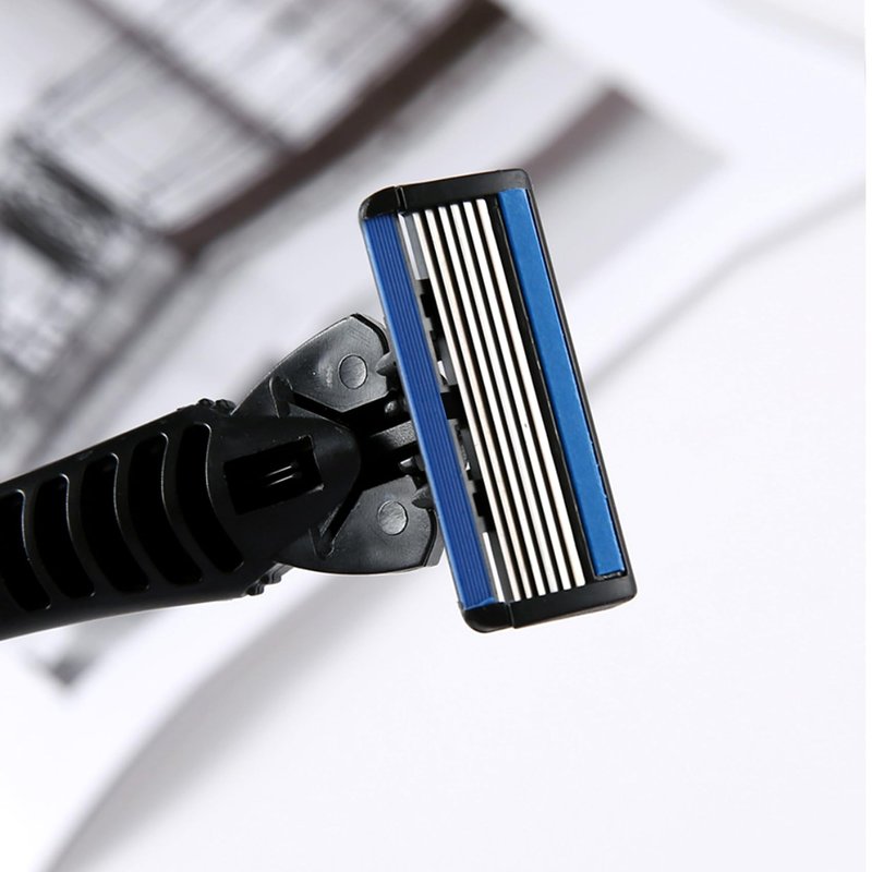Mens Razor 6 Blade Refills，6 Blade Razor Cartridges with Lubricating Strip,Delivers a Clean, Close Shave,18 Count - blue