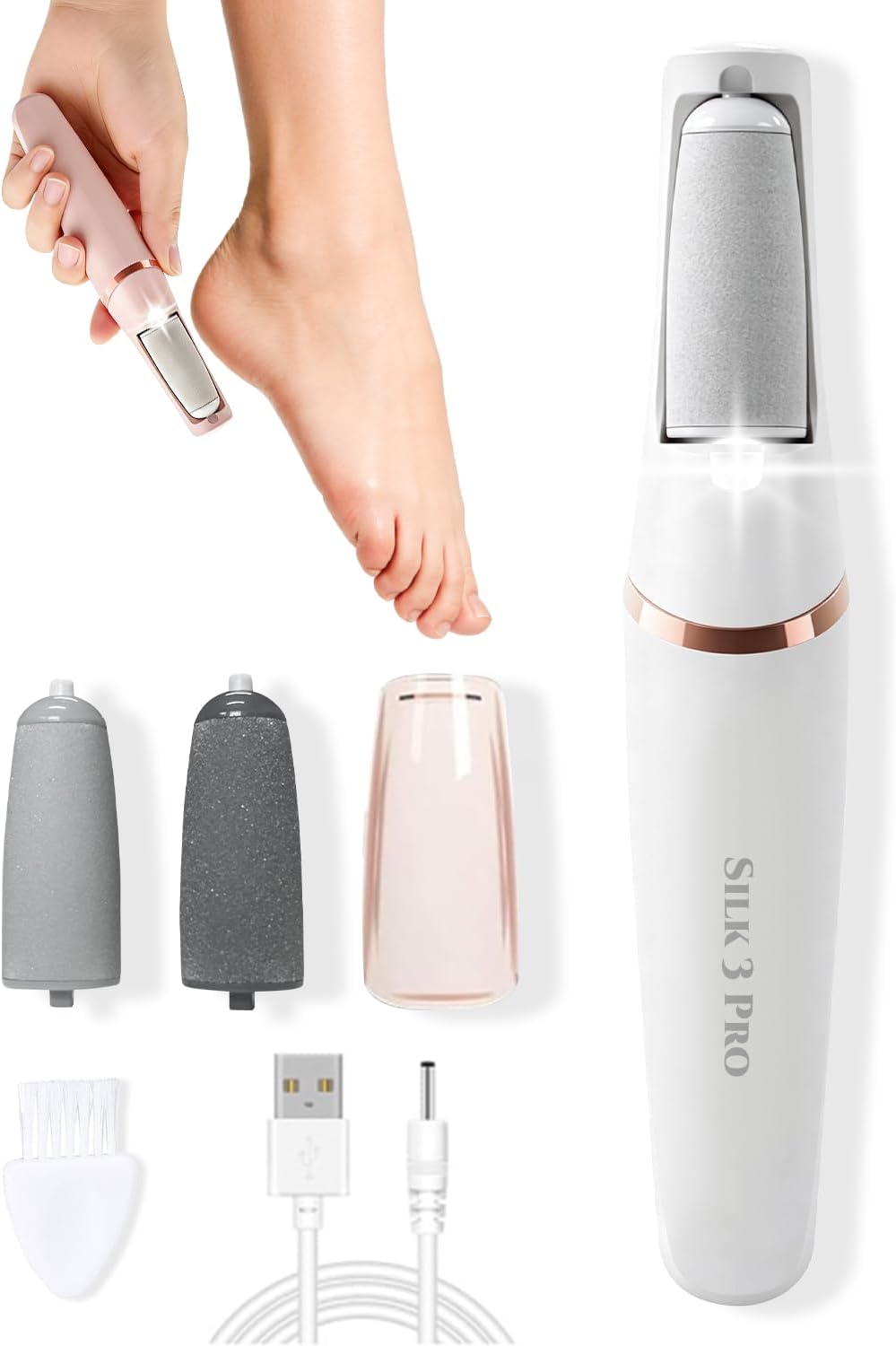 Electric Callus Remover - Upgraded 3rd Generation Foot File for Smooth Skin | 2 Speed Settings, Ideal for Dry & Cracked Skin - White