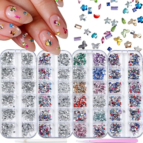 4000Pcs Colorful Rhinestone Nail Art Charms - 3D Mini Gems