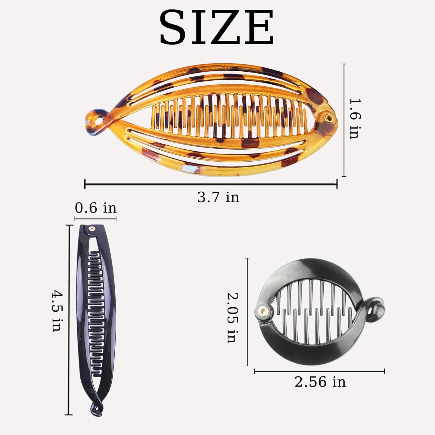 Banana Hair Clips - Vintage 6 Pcs Classic Fish Shape Ponytail Holders | Hair Accessories for Women