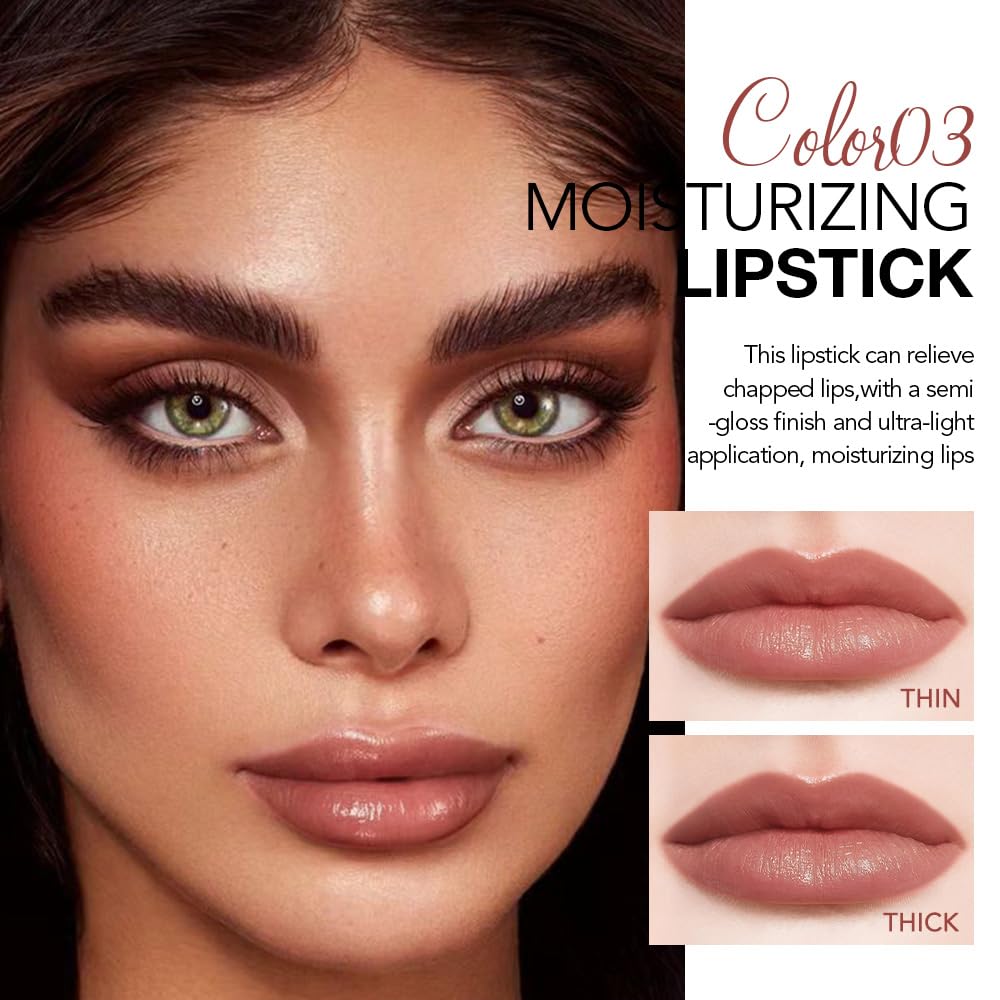 HHLTOH 1Pcs Tinted Lip Balm Moisturizing Lipstick – Waterproof Hydrating Matte Lip Balm for Women, Creamy Natural Color Stain for Dry Lips, Soft Matte Finish with Subtle Scent (#03 Bean Paste Brown)