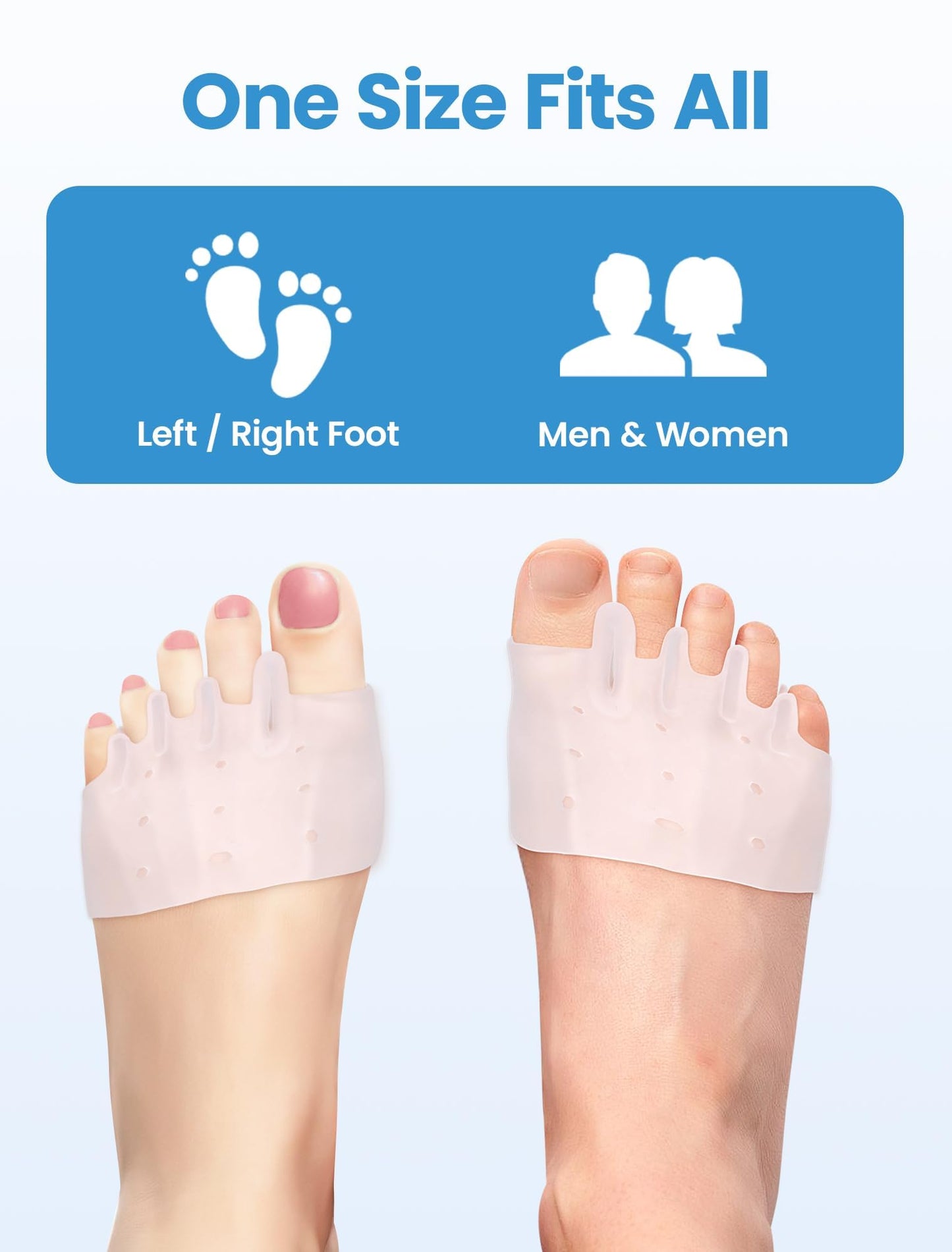 Habioer Toe Separators for Women - Podiatrist Recommended, Toe Spacers for Men, Breathable Bunion Corrector, Plantar Fasciitis(1 Pair)