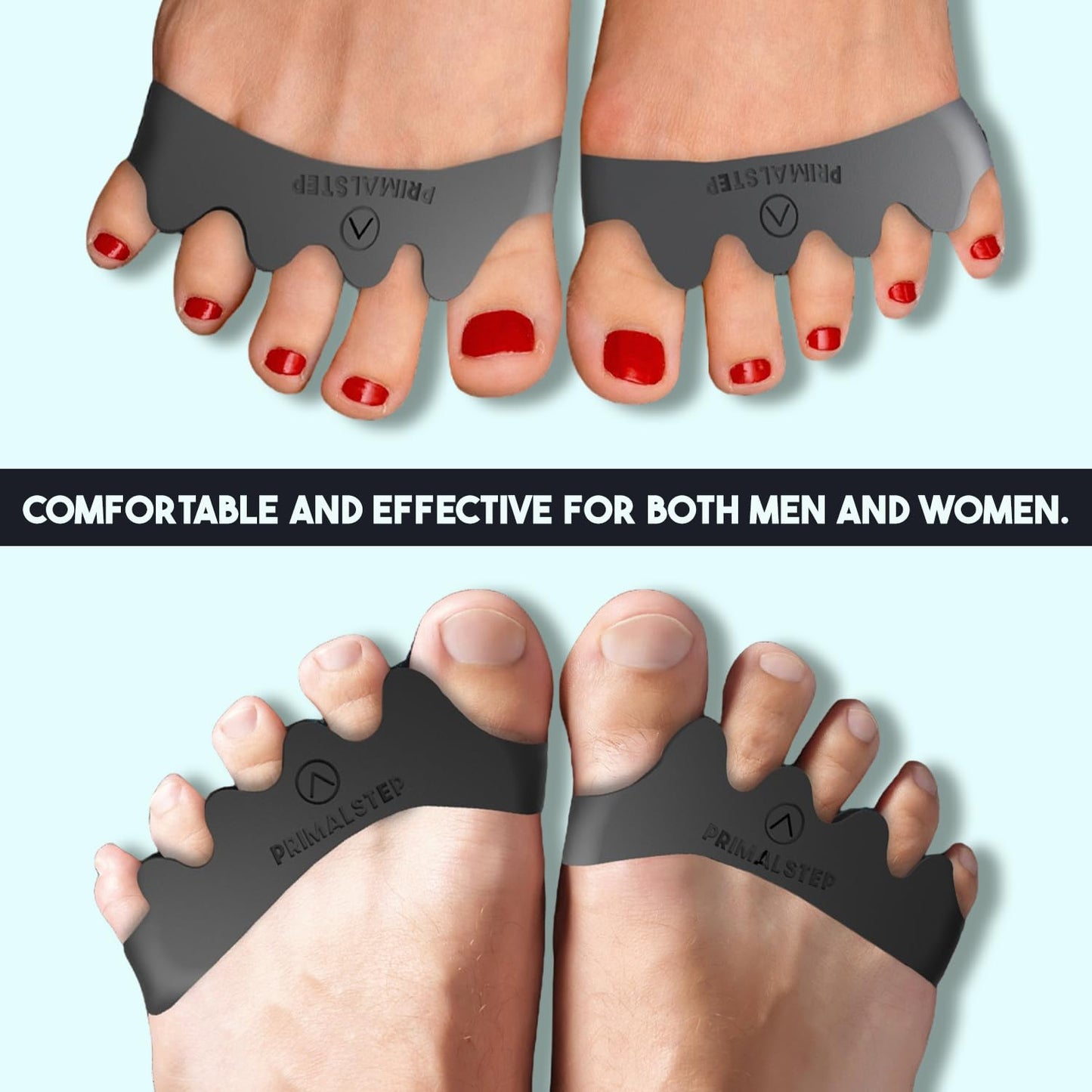 VYCE PrimalStep Toe Separators, Spreaders, Spacers, Straightener to Correct Toes for Men and Women, Bunion Corrector, Plantar Fasciitis and Athletic Mobility, Large