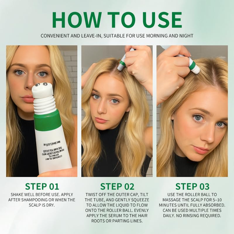 Revitalize Hair with Orrenaturals Hair Growth Serum - 3% Rosemary Roll-On, 30ml for Thinning Hair