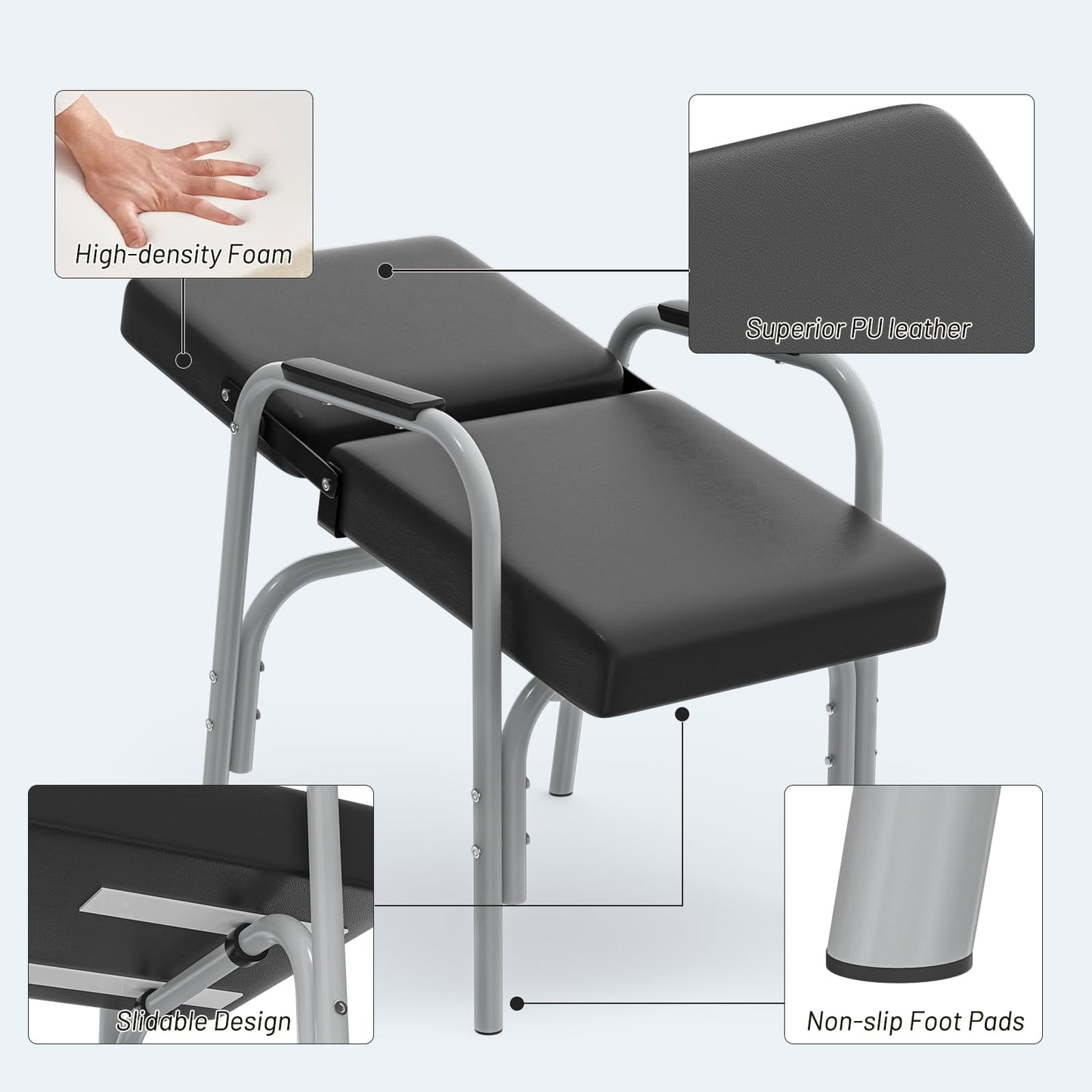FreSup Auto-Recline Shampoo Chair, Portable Shampoo Bowl Chair for Salon with 300lbs Weight Capacity Tilted Backrest for Hair Stylists, Home Use, Cosmetologists& Beuaty SPA（Grey）