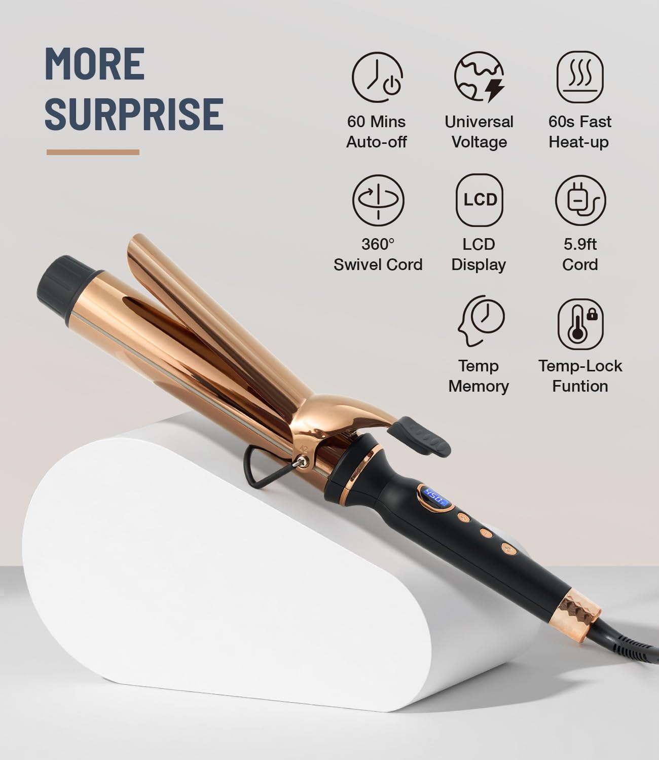 Titanium Curling Iron - 2 Inch Extra-Long Barrel for Long Hair | 12 Heat Settings, Auto-Off, Dual Voltage