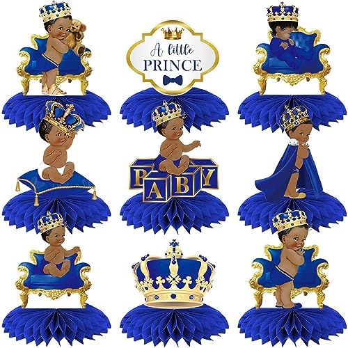 9Pcs Royal Prince Honeycomb Centerpieces for Baby Showers