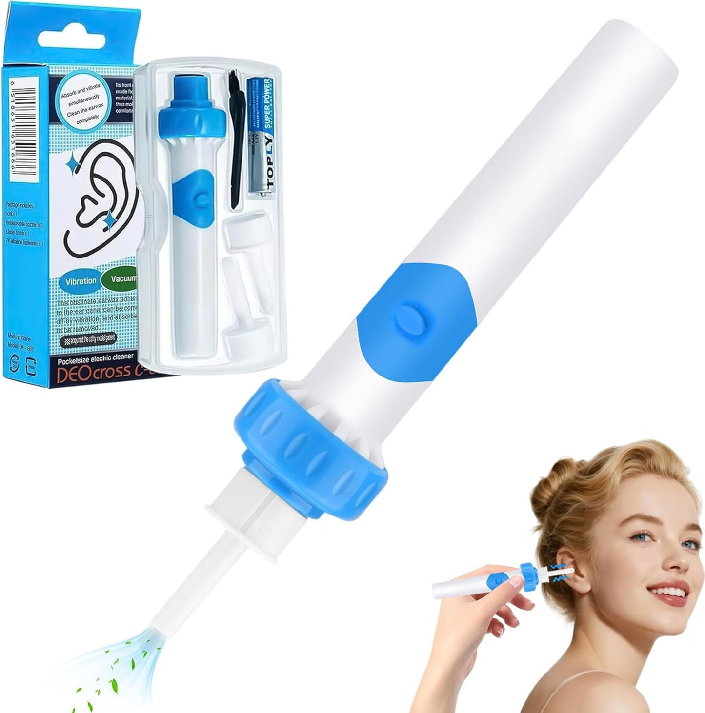 Electric Ear Wax Removal Tool - Vibration Suction & Soft Silicone Tips | Portable Case Included