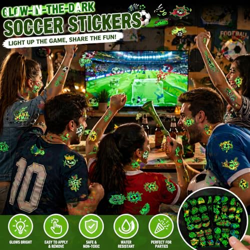 Glow in The Dark Soccer Temporary Tattoos for Kids Party Favors 76PCS