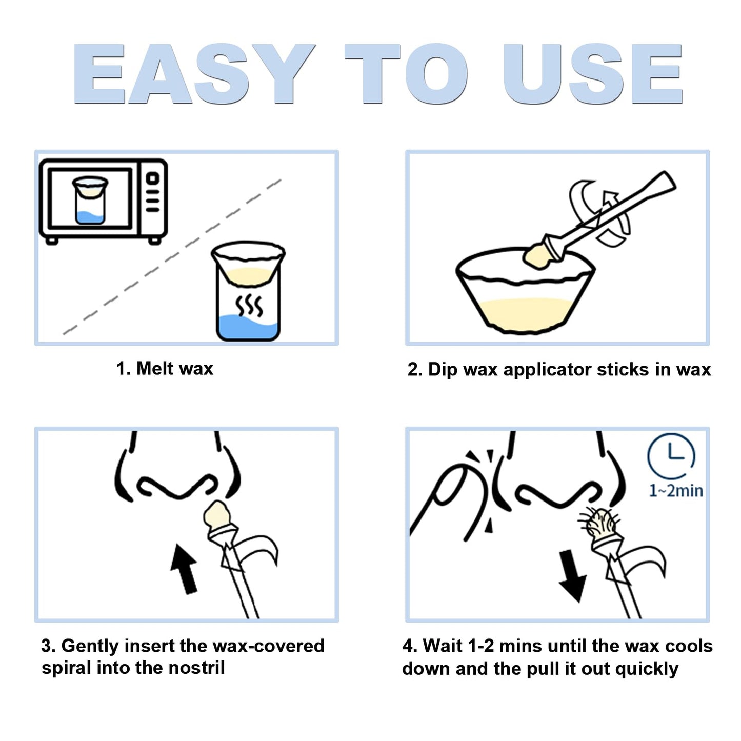 BlueZOO 70Pcs Small Wax Applicator Wands for Nostril Nasal Ear Cleaning, Home Salon Nose Waxing Sticks Facial Hair Removal for Men Women, Painless & Easy to Use, Personal Care Grooming Essential