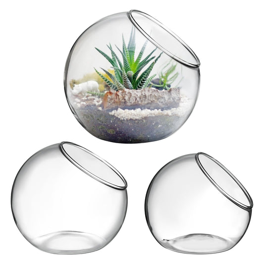 Healeved 3PCS Glass Terrariums for Plants Glass Fish Bowls Plant Terrarium Air Plant Planter Desktop Bubble Bowls Clear Vases Air Plants Holders Succulent Terrarium