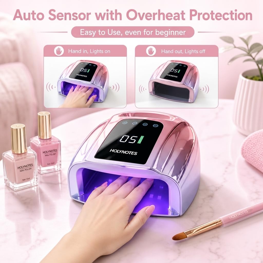 UV Nail Lamp, 96W Cordless Professional Rechargeable UV LED Portable Lamp, 4 Timer Setting and Smart Sensor Gel Nail Dryer, Ideal for Training, Nail Art Practice, Home & Salon