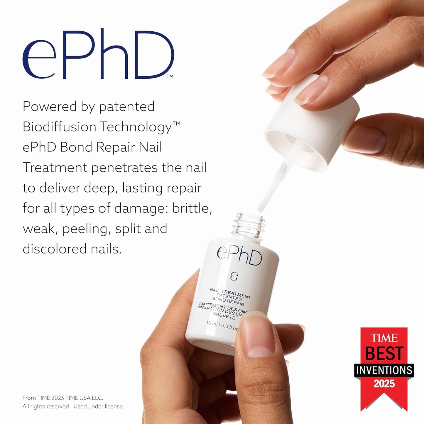ePhD Bond Repair Nail Treatment, Nail Repair that Strengthens, Restores & Rebuilds Brittle Nails, Strengthens from Within, Formula for Damaged, or Post-Gel Nails, Use Alone or as a Polish Base