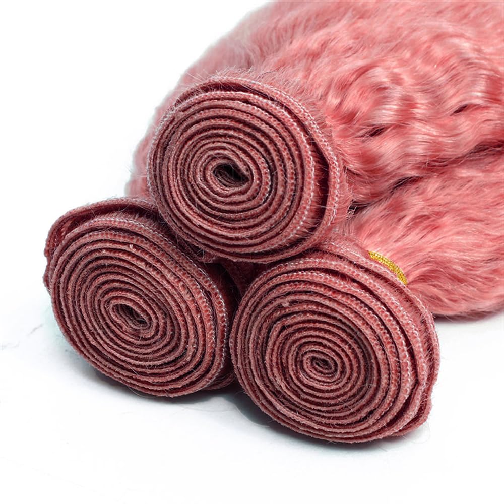 Pink Bundles Human Hair Water Wave Bundles 30 32 34 Inch Unprocessed Brazilian Virgin Hair 3 Bundle 50 Gram Per Bundle Deals Quick Weave Hair Extensions