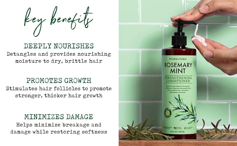 PHARM TO TABLE Rosemary & Mint Hair Conditioner for Stronger, Nourished Hair