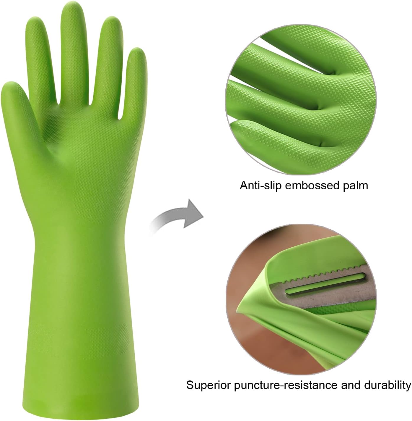 Bamllum Rubber Cleaning Gloves - Reusable Dishwashing Gloves for Kitchen | Flexible & Waterproof (Medium, Green, Red, Orange)