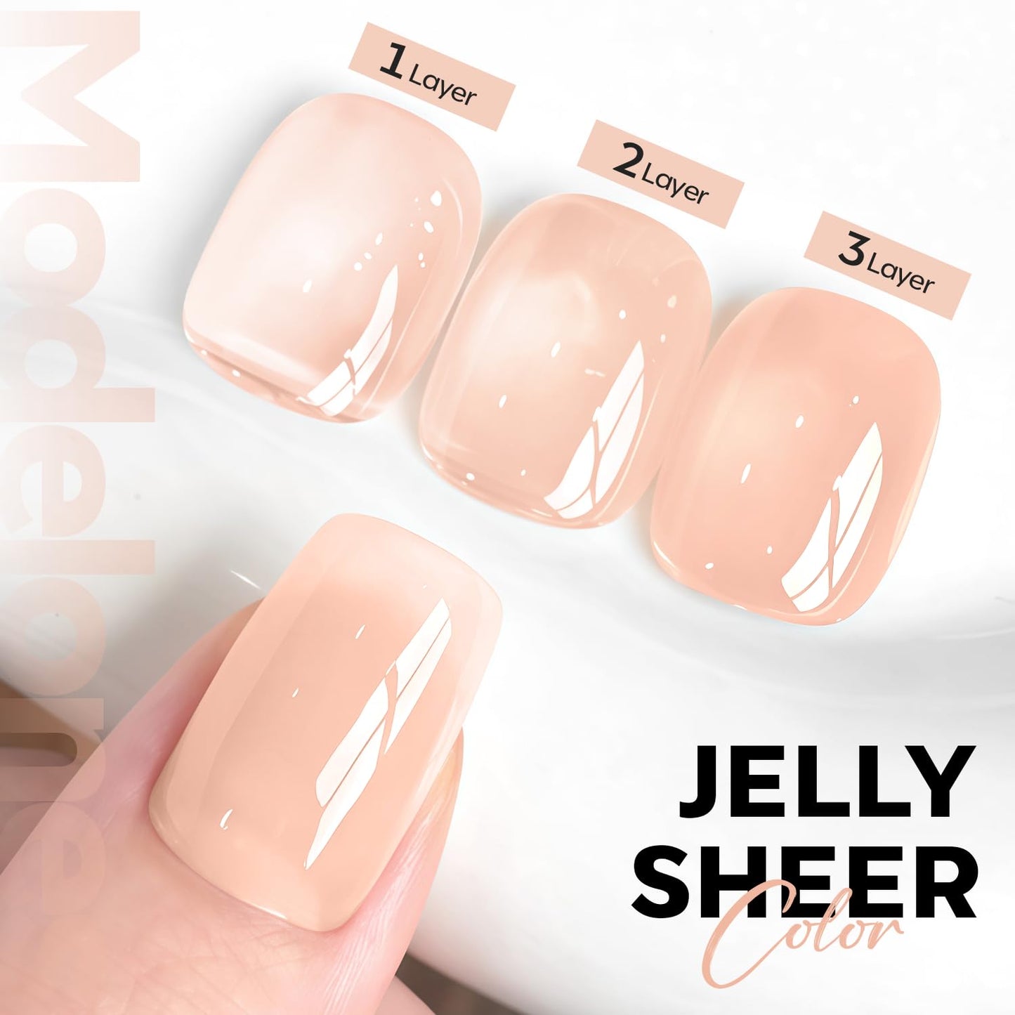 Nude Gel Nail Polish - Translucent Pink Jelly Soak Off | 15 ML for Natural Valentine's Nails
