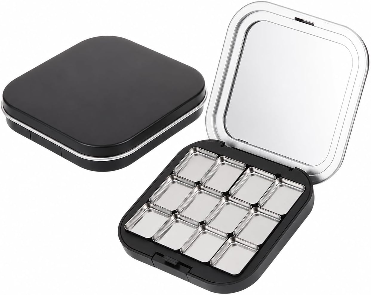 Magnetic Makeup Palette - 2 Pack Small Empty Eyeshadow Organizer with 12 Grids | Refillable Cosmetic Case for DIY Depotting